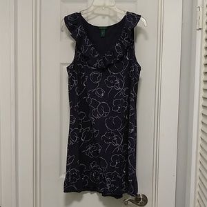 Ralph Lauren Sz L Navy Bl & Wh Sl  Dress